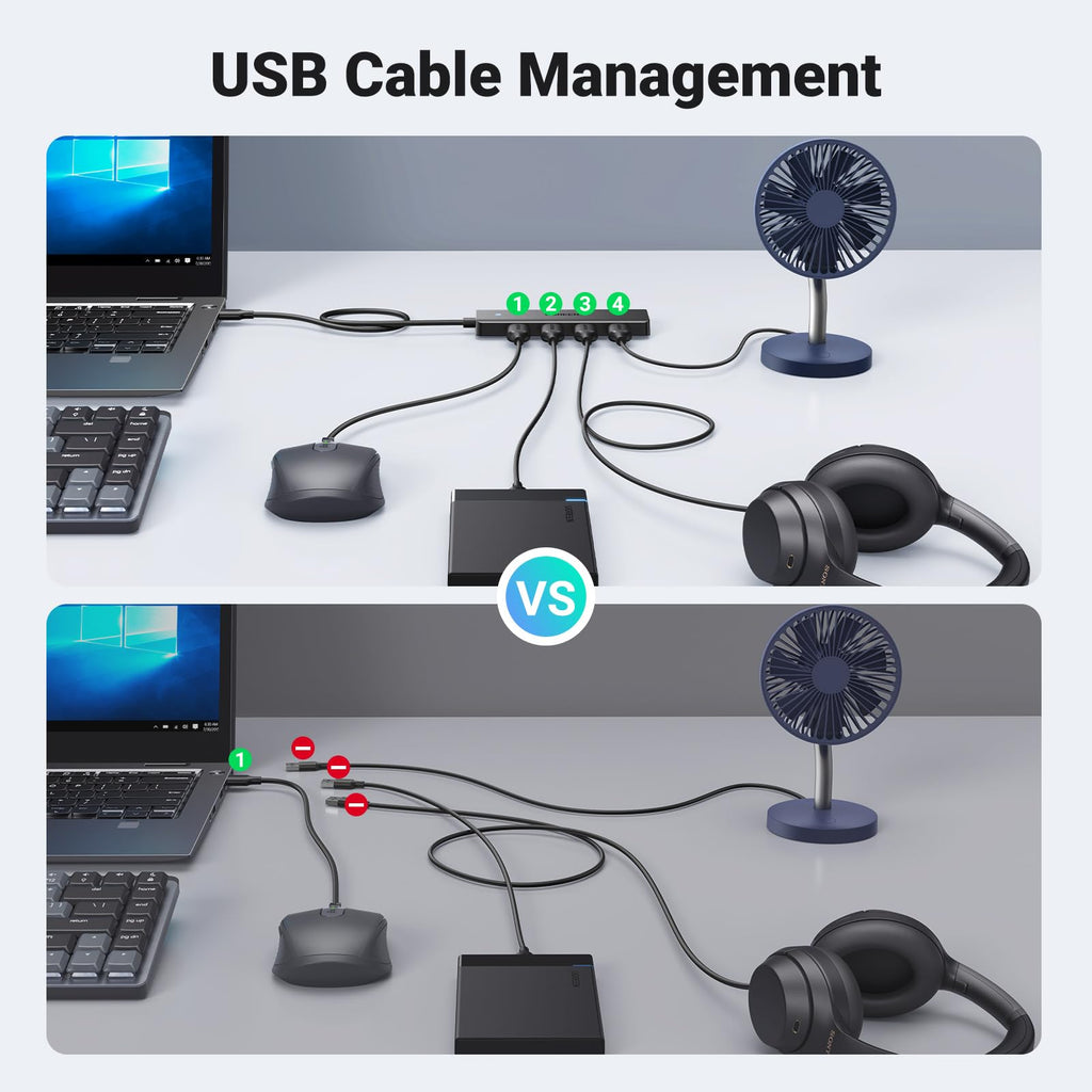 UGREEN USB Hub 3.0 with 60CM Extended Cable, 4 Ports Slim USB Splitter