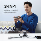 UGREEN Nexode 45W Charger with Retractable USB-C Cable is a compact travel charger offering a 3-in-1 fast charging solution for your phone, tablet, and smartwatch—perfect for efficient charging during travel.