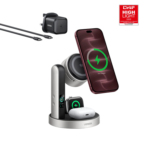 UGREEN MagFlow Pro Magnetic Wireless Charging Stand (3-in-1, Qi2 25W)