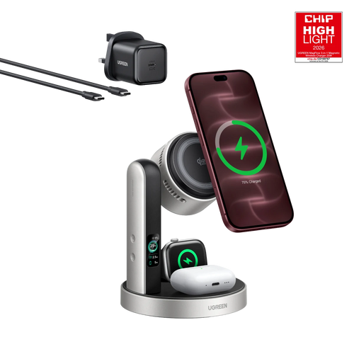 UGREEN MagFlow Pro Magnetic Wireless Charging Stand (3-in-1, Qi2 25W)