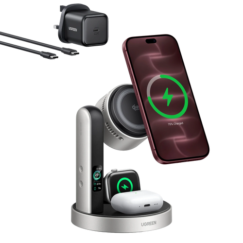 UGREEN MagFlow Pro Magnetic Wireless Charging Stand (3-in-1, Qi2 25W)