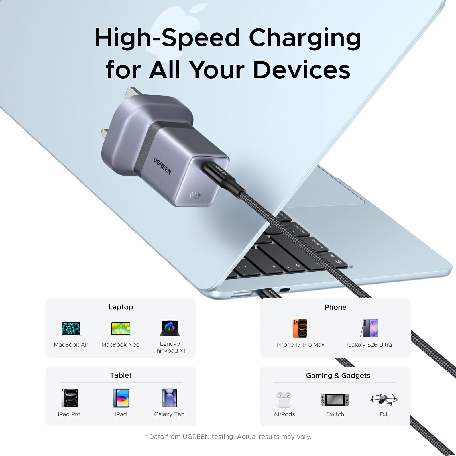 UGREEN Nexode Air USB-C Charger (65W, GaN, Foldable Plug)