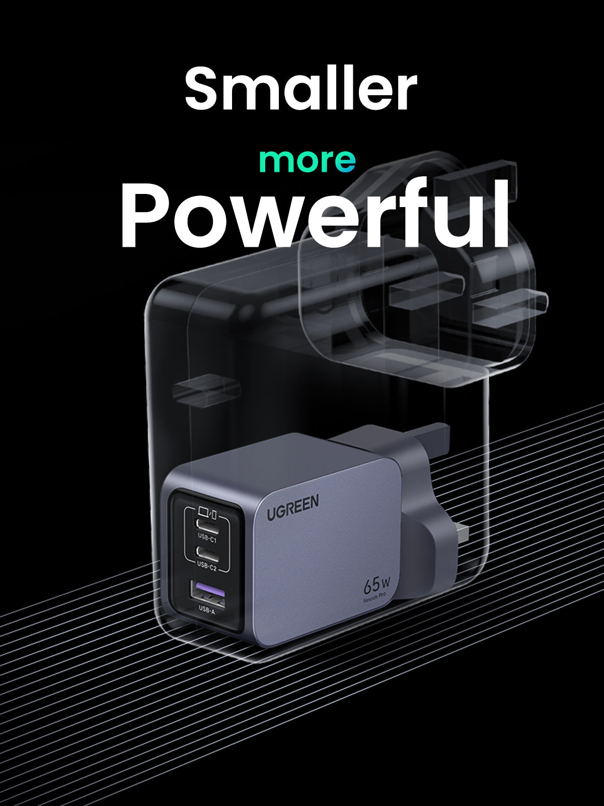 UGREEN Nexode Pro 65W 3-Port Charger
