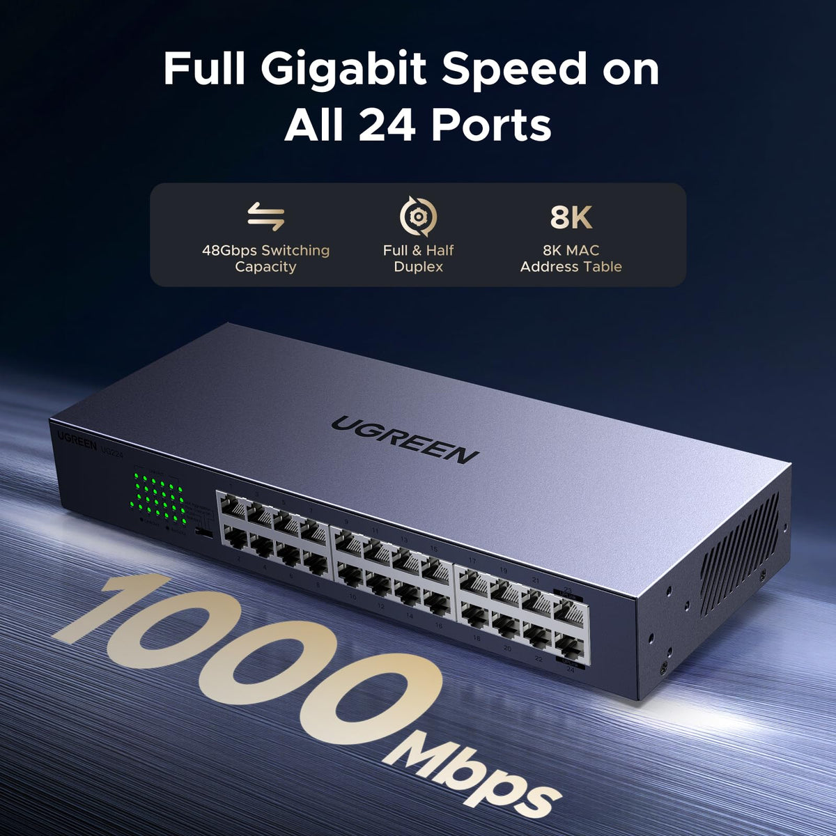 UGREEN 24 Port Gigabit Rack-Mount Network Switch