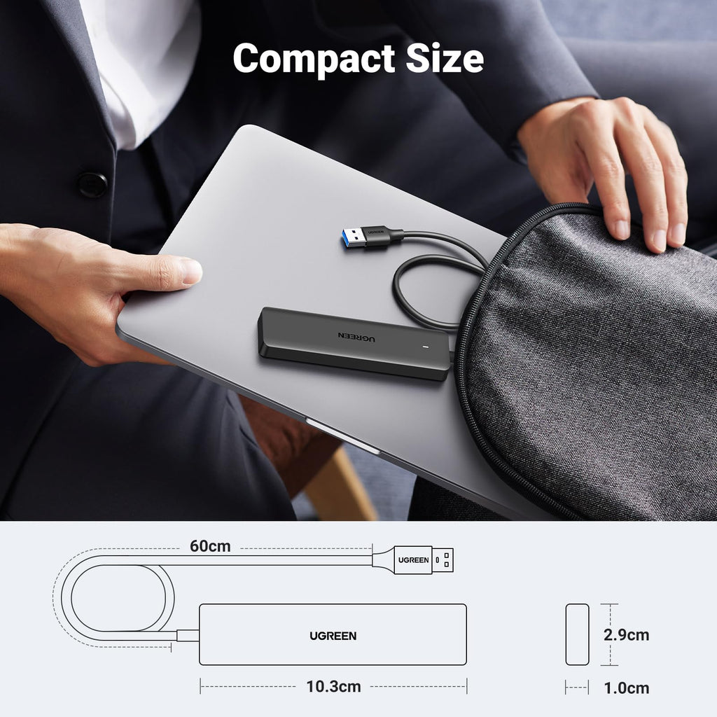 UGREEN USB Hub 3.0 with 60CM Extended Cable, 4 Ports Slim USB Splitter