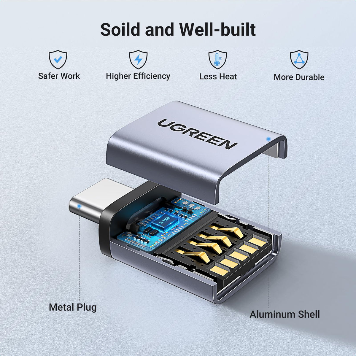 UGREEN USB to USB C Adapter 10Gbps for iPhone, iPad, MacBook, Galaxy 2 Pack