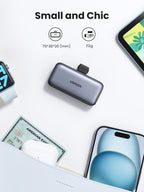UGREEN Power Bank (5000mAh 22.5W, Mini, Cable Free) is designed as a lightweight portable charger with a slim body that easily fits in a pocket or bag, making it ideal for daily carry and emergency backup power.