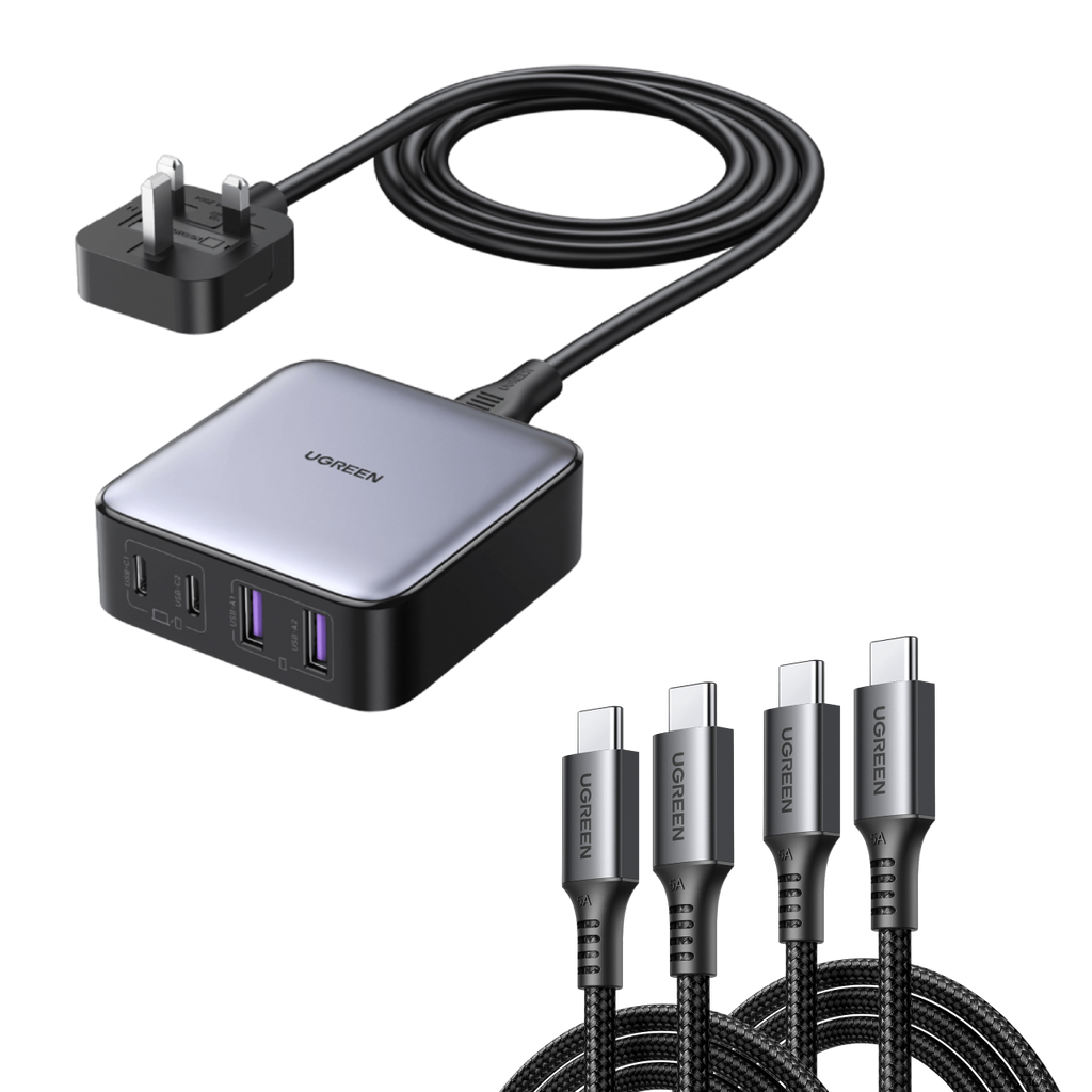 UGREEN Bundle Sale: 65W 4 Ports Charger+100W USB-C Cable*2 (3.2ft)