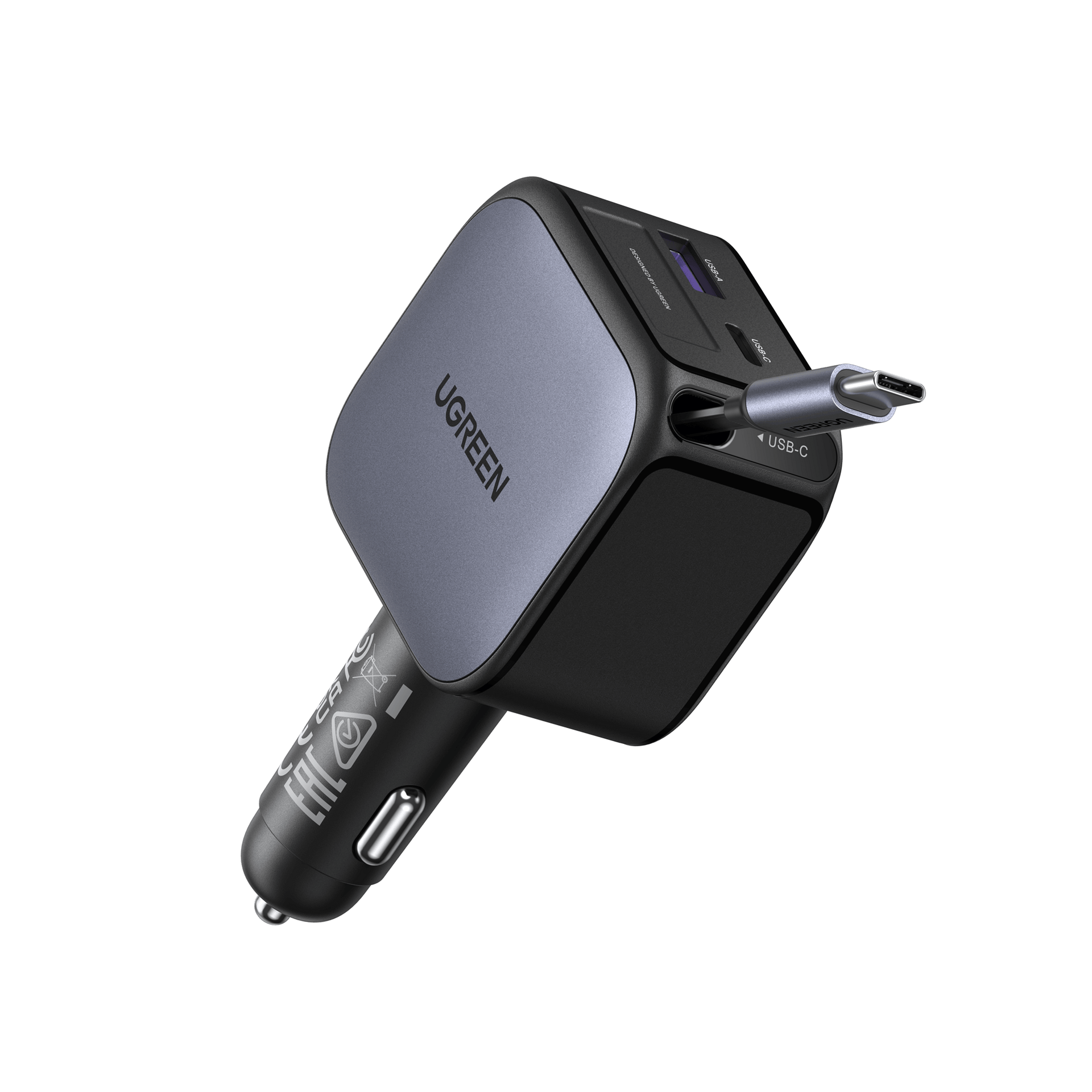 Nexode Car Charger 60W Retractable USB C Cable