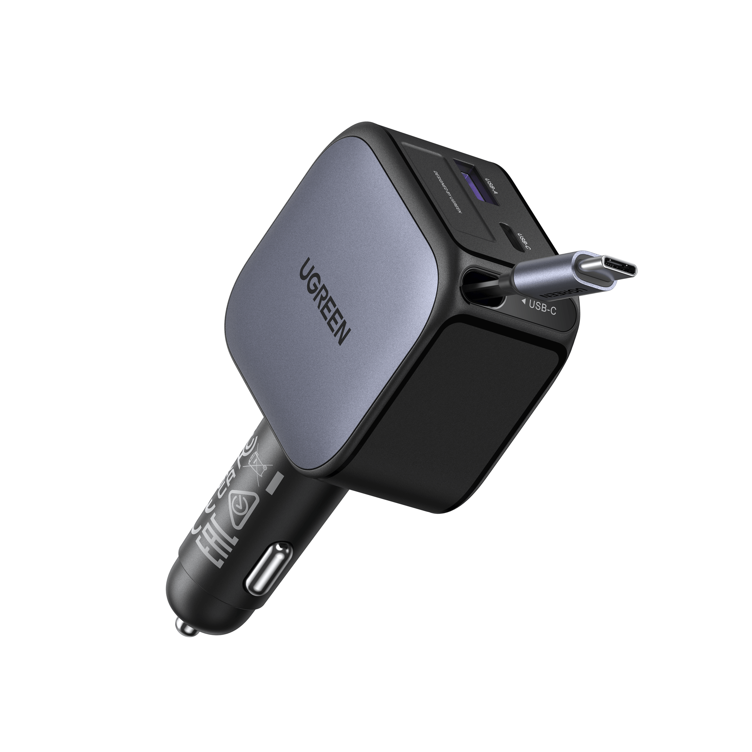 UGREEN Nexode Car Charger 60W with Retractable USB-C Cable - UGREEN UK