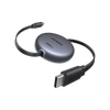 UGREEN Nexode Retractable USB-C Cable 100W with smart E-marker chip, supports super-fast 100W charging, lightweight portable design, durable construction tested for over 25,000 retractions, and easy-to-use 4-level length adjustment for tangle-free convenience.