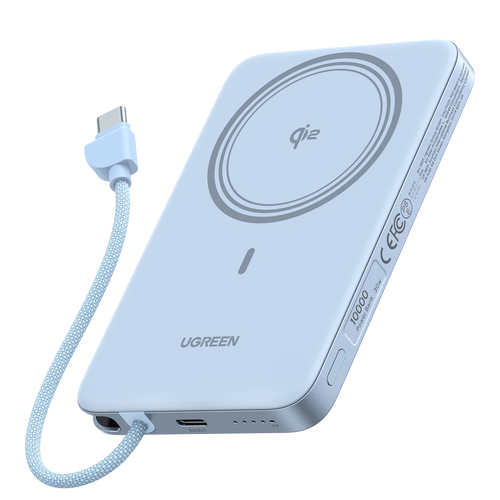 UGREEN Ultra-Slim Magnetic Power Bank (10000mAh, Qi2 15W, Built-in Cable)