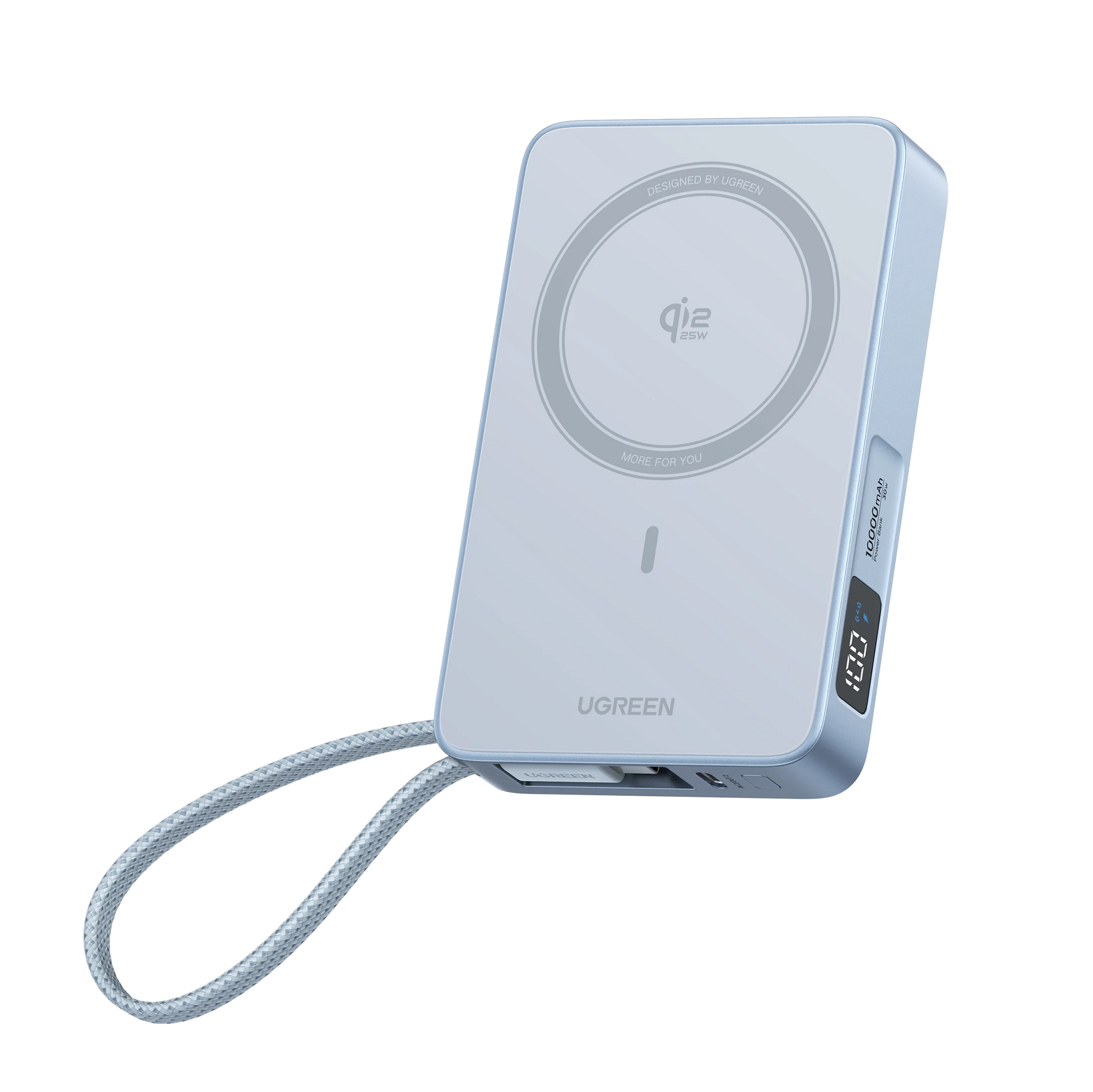 UGREEN MagFlow magnetic power bank with 10000mAh capacity doubles as a wireless charger and magsafe power bank, supporting Qi2 25W fast wireless charging to deliver stable magnetic snap and next-gen magsafe charger performance for magsafe compatible devices.