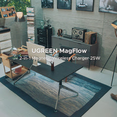 UGREEN MagFlow 2-in-1 Magnetic Wireless Charger 25W (MagSafe compatible)