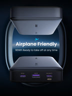 The UGREEN Nexode Power Bank 25000mAh 145W is an airplane-friendly portable charger designed to meet air travel regulations for safe use during flights.