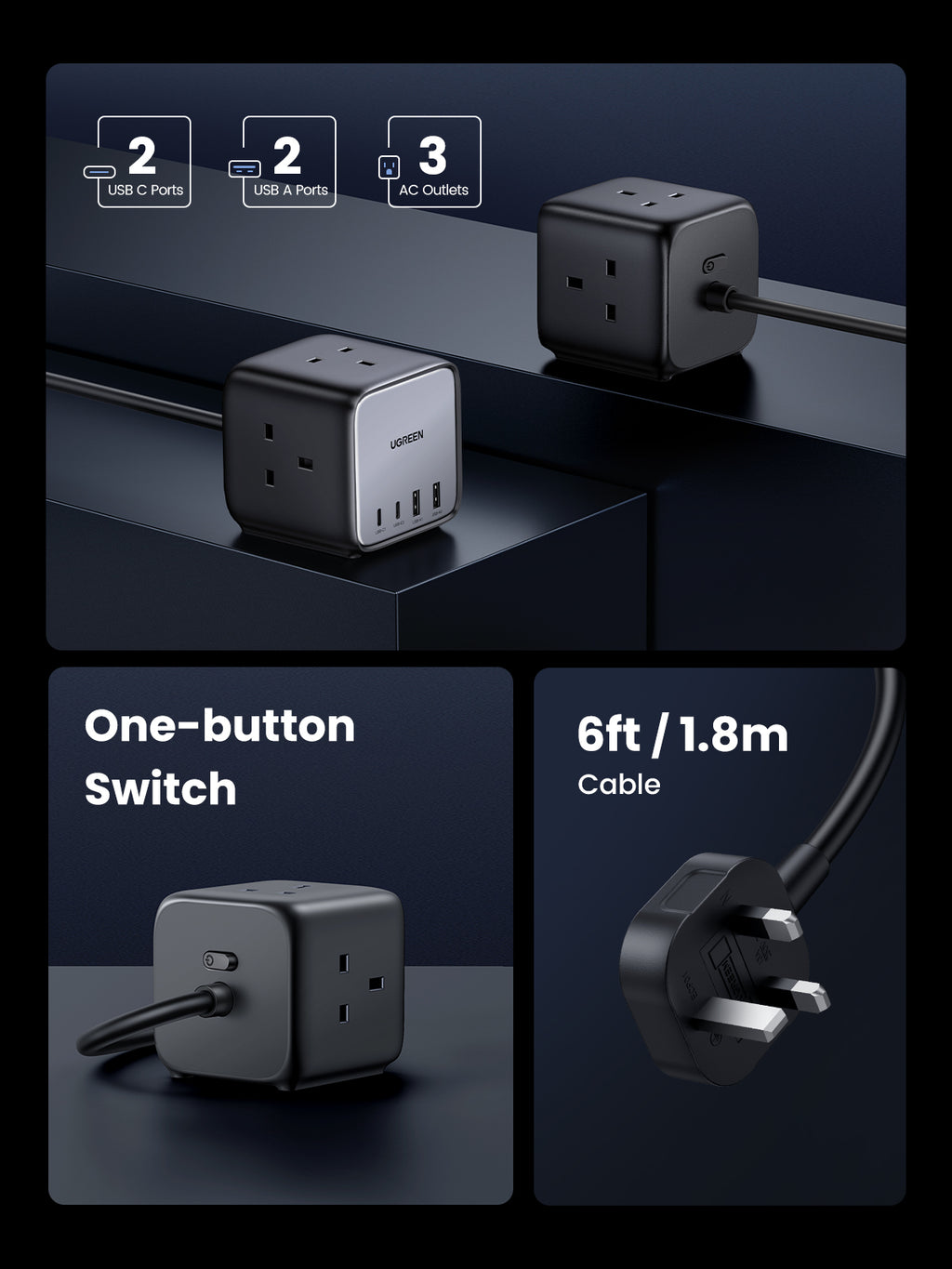 UGREEN Bundle Sale: 65W 7 Ports Charger+100W USB-C Cable (3.2ft)