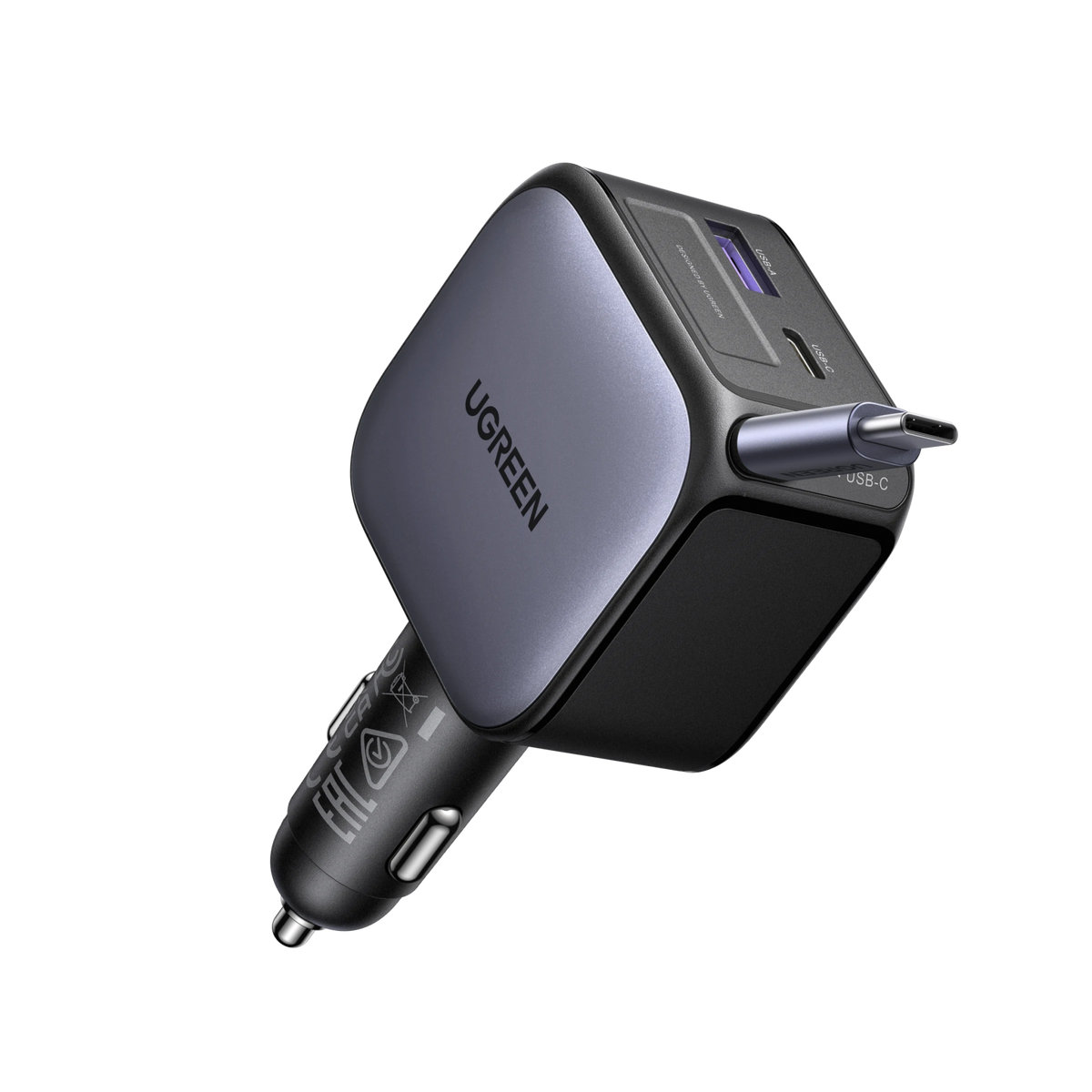 Nexode Car Charger 90W Retractable USB C Cable