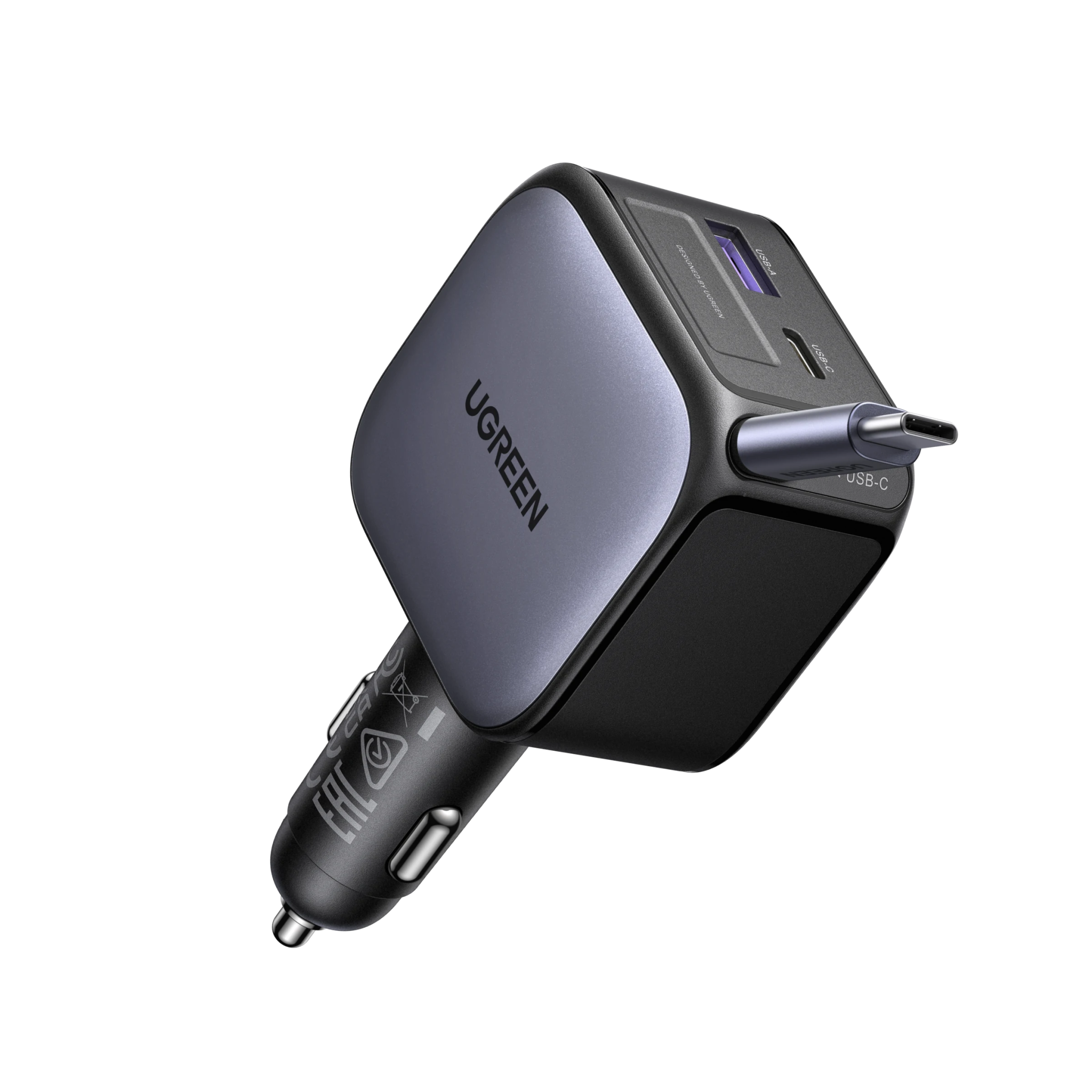 UGREEN Nexode Car Charger 90W with Retractable USB-C Cable