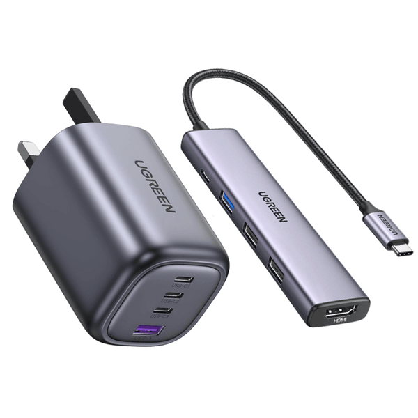 Ugreen 100W GaN Charger with 5-in-1 USB-C Hub Bundle - UGREEN - 40749+15495