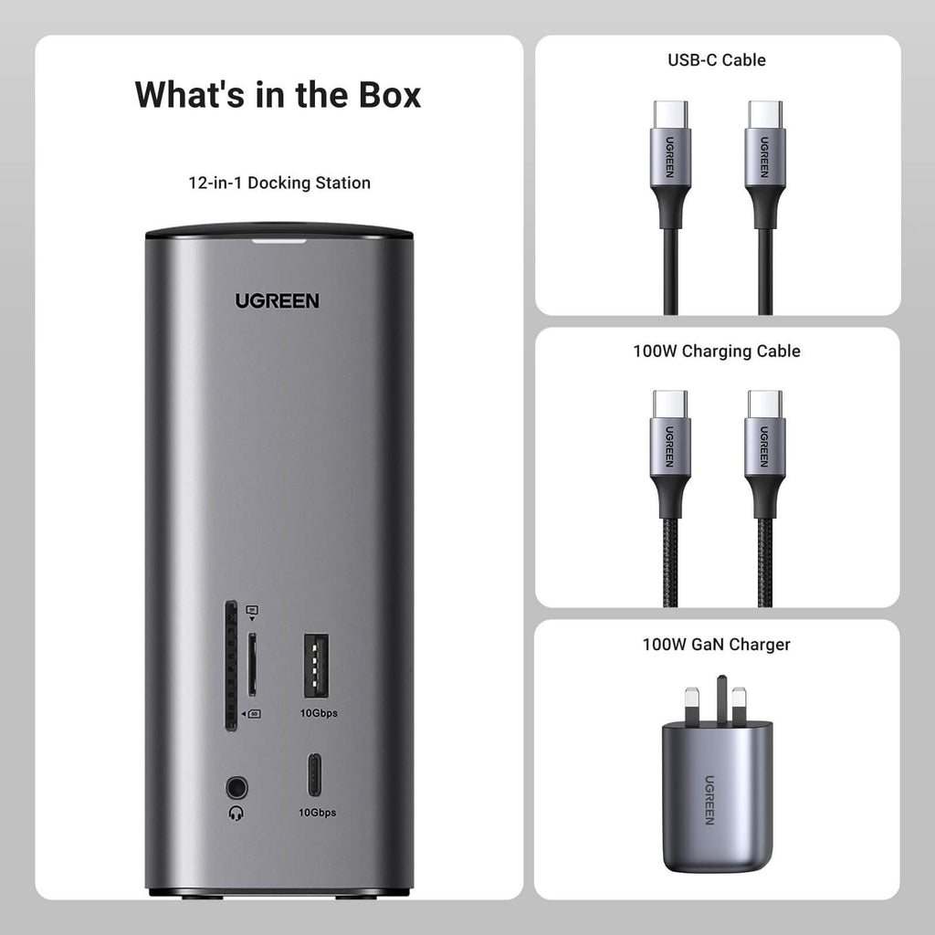 Ugreen 12-in-1 Docking Station with 100W GaN Charger - UGREEN-90325UK