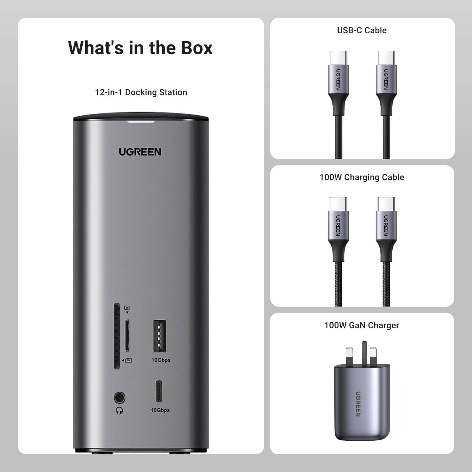 Ugreen 12-in-1 Docking Station with 100W GaN Charger - UGREEN-90325UK