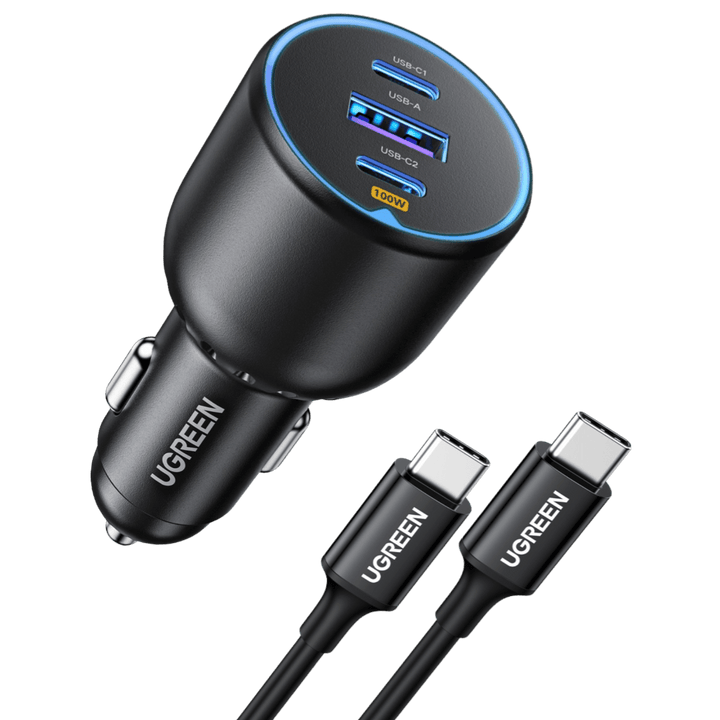 Ugreen 130W PD Car Charger 3 Ports with 100W USB-C Cable - UGREEN - 90889