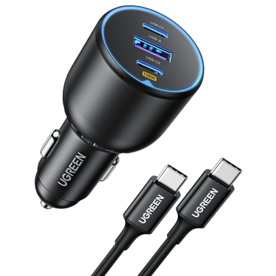 Ugreen 130W PD Car Charger 3 Ports with 100W USB-C Cable