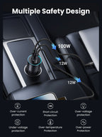 Ugreen 130W PD Car Charger 3 Ports with 100W USB-C Cable - UGREEN - 90889