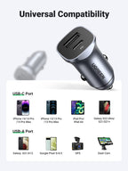 Ugreen 24W PD Car Charger 2 Ports - UGREEN-30780