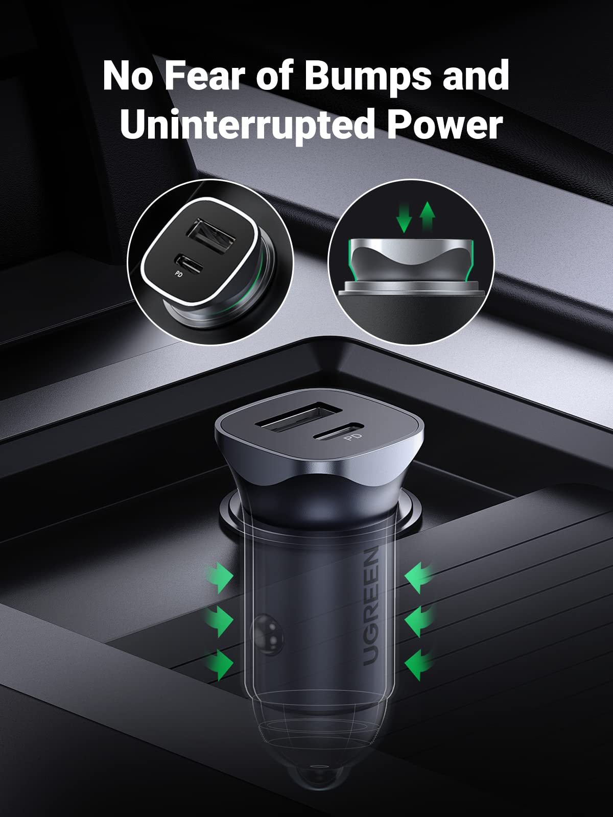 Ugreen 24W PD Car Charger 2 Ports - UGREEN-30780