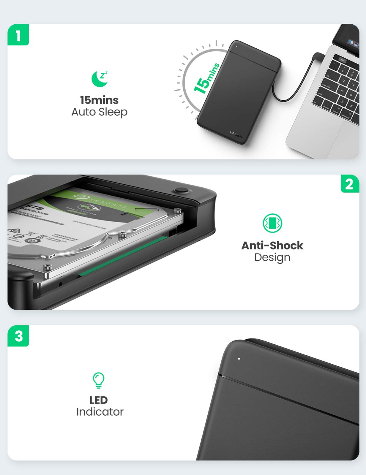 Ugreen 2.5 Inch HDD Enclosure - USB C, UASP, 5Gbps