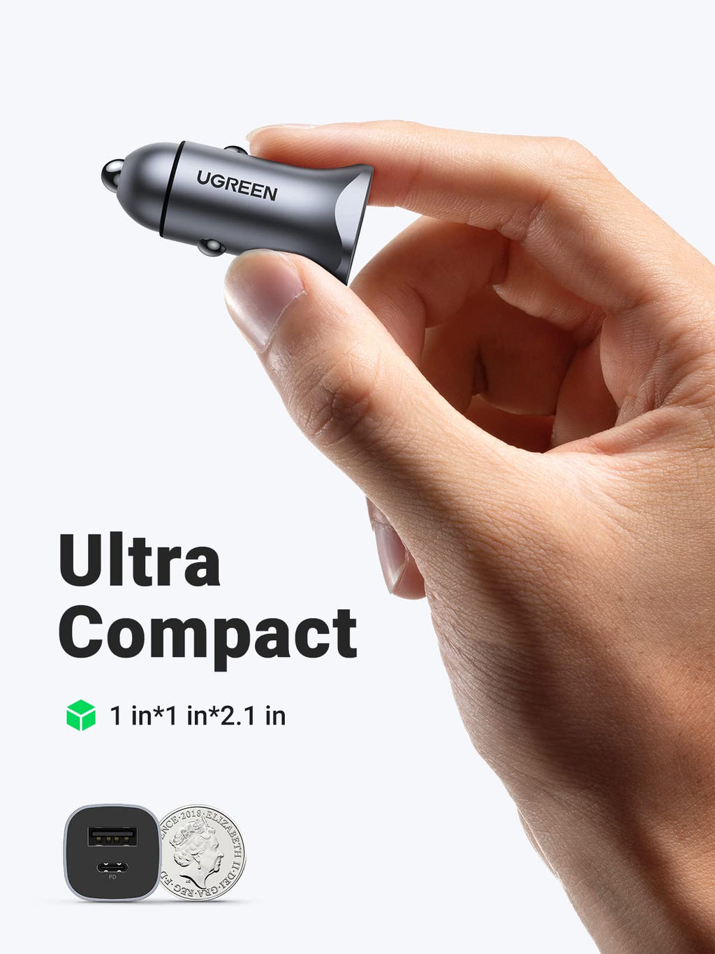 Ugreen 30W PD Car Charger 2 Ports with 60W USB C Cable - UGREEN-90314