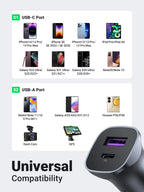 Ugreen 30W PD Car Charger 2 Ports with 60W USB C Cable - UGREEN-90314