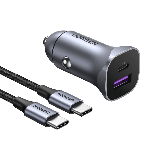 30W PD Car Charger 2 Ports 60W USB C Cable