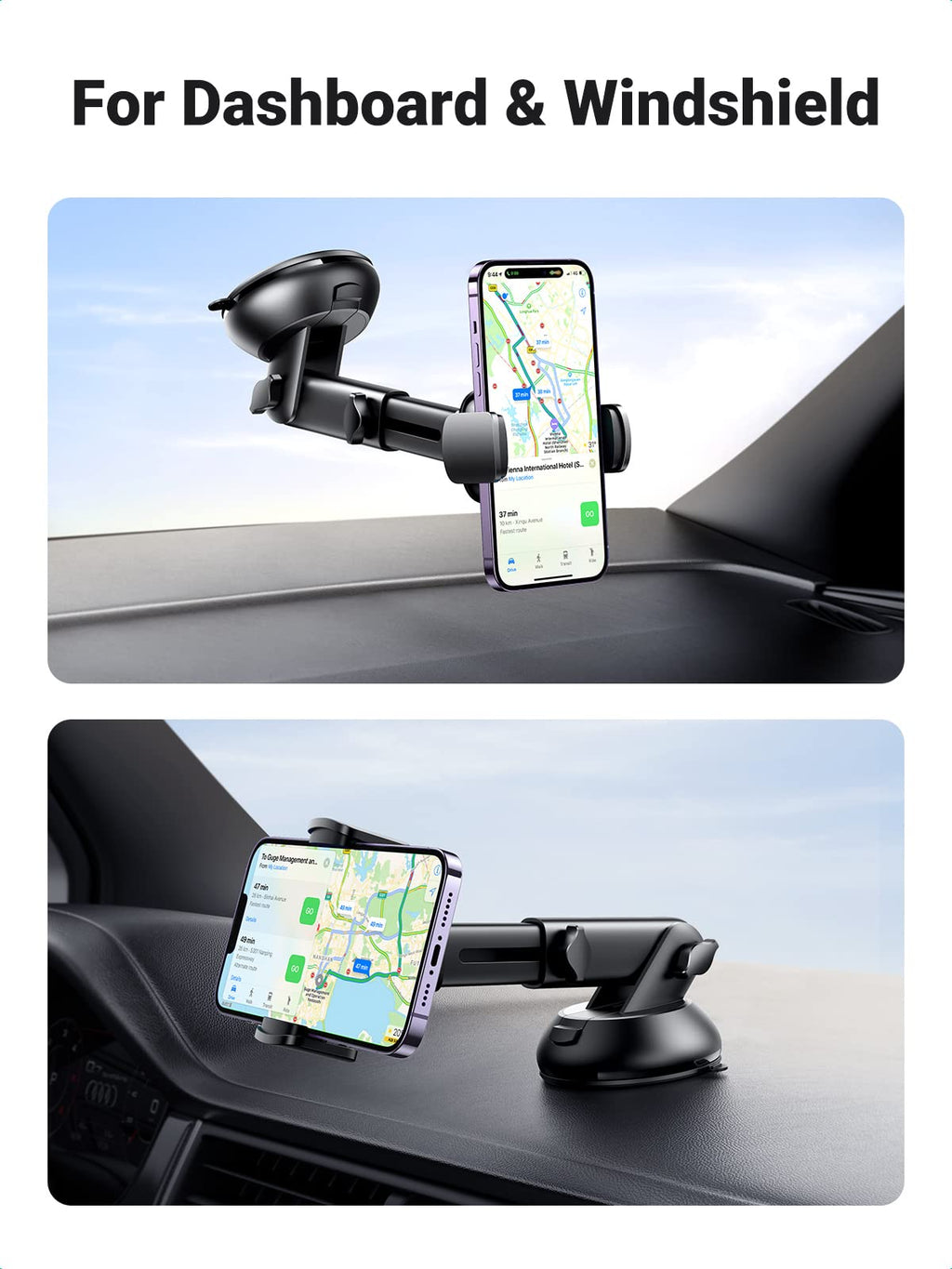 Ugreen 360° Adjustable Suction Cup Car Phone Holder (Black) - UGREEN-60991