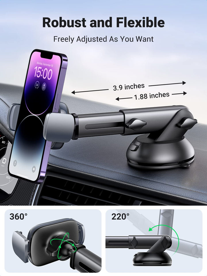 Ugreen 360° Adjustable Suction Cup Car Phone Holder (Gray) - UGREEN-15815