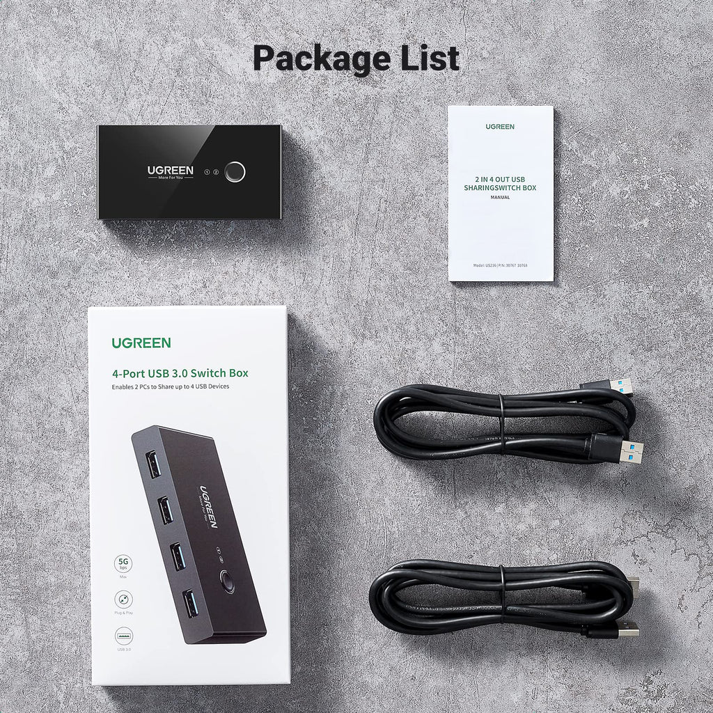 Ugreen 4 Port USB 3.0 5Gbps High-Speed Switch Selector - UGREEN - 30768