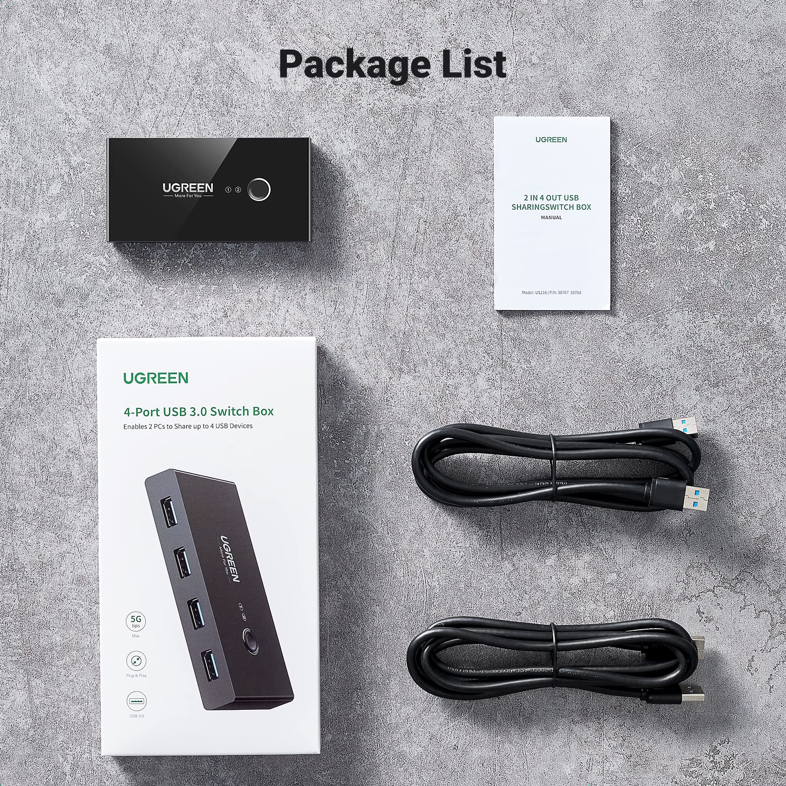 Ugreen 4 Port USB 3.0 5Gbps High-Speed Switch Selector - UGREEN - 30768