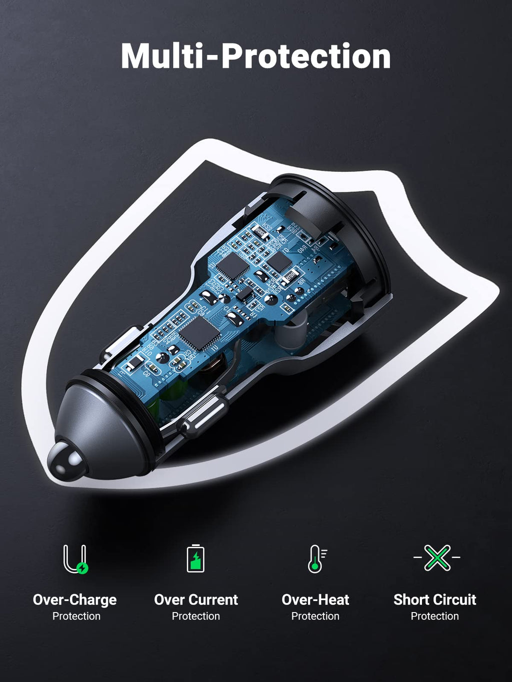 Ugreen 40W PD Car Charger 2 Ports with 60W USB C Cable - UGREEN-90544