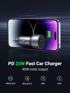 Ugreen 40W PD Car Charger 2 Ports with 60W USB C Cable - UGREEN-90544