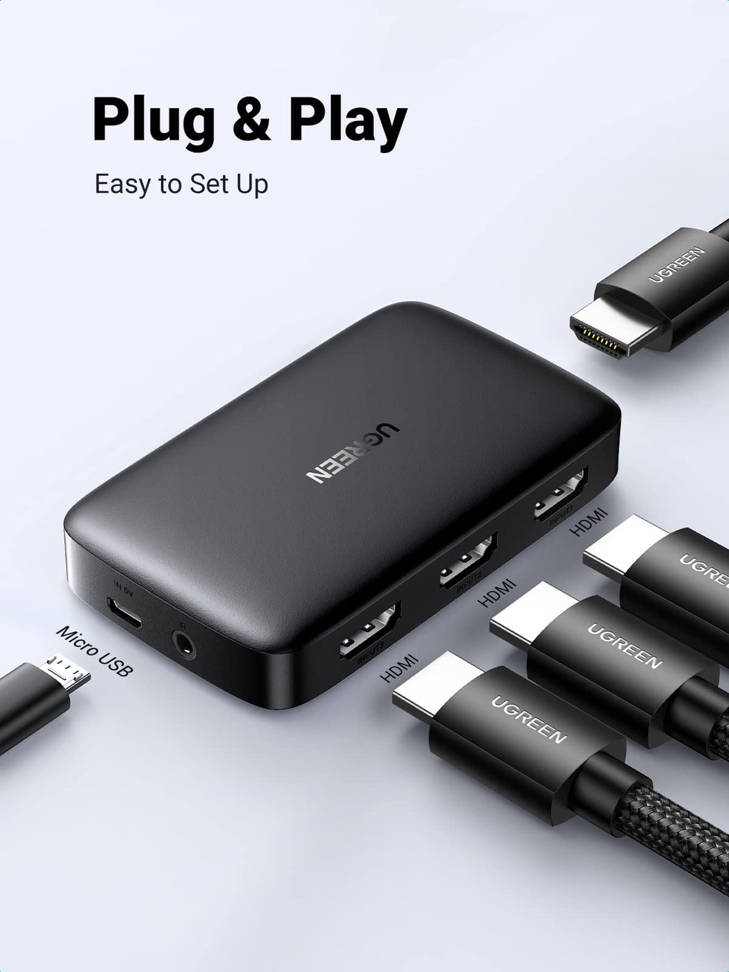 Ugreen 4K 3 IN 1 OUT HDMI Switcher Splitter with Wireless Remoter Control - UGREEN-80125