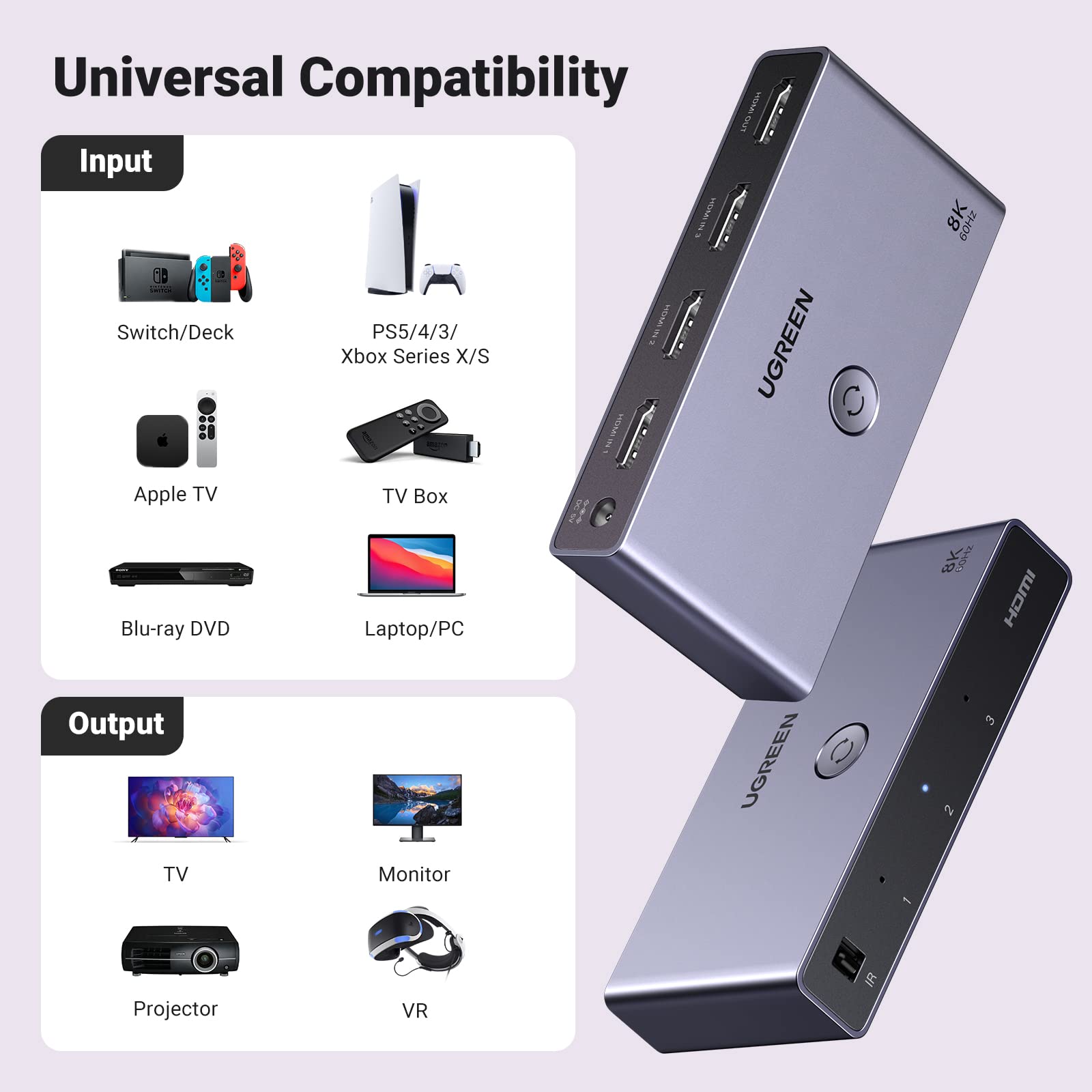UGREEN 4K@120Hz HDMI 2.1 Switch - 3 In 1 Out - UGREEN - 15604