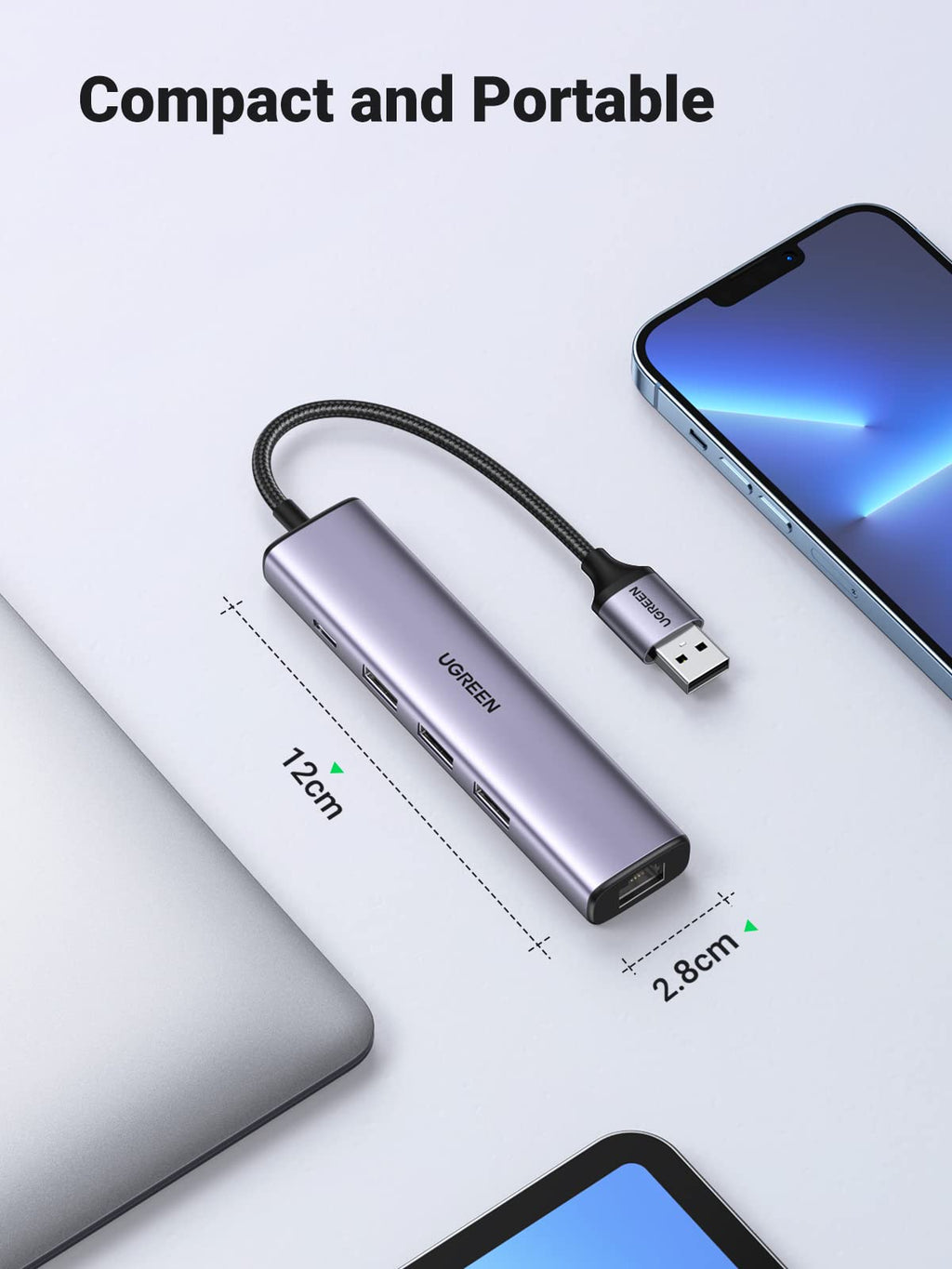Ugreen 5-in-1 USB 3.0 Hub with Ethernet Adapter - Driver-Free - UGREEN - 60554