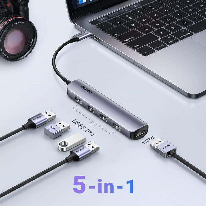 Ugreen 5-in-1 USB-C Hub (4K@30Hz HDMI, 4 USB 3.0) - UGREEN-20197