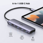 Ugreen 6-in-1 USB-C Hub (100W PD, 4K@30Hz HDMI) - UGREEN-70410
