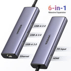 Ugreen 6-in-1 USB-C Hub (100W PD, 4K@30Hz HDMI) - UGREEN-15598