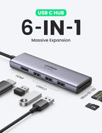 Ugreen 6-in-1 USB-C Hub (4K@60Hz HDMI, 3 USB 3.0) - UGREEN-60383