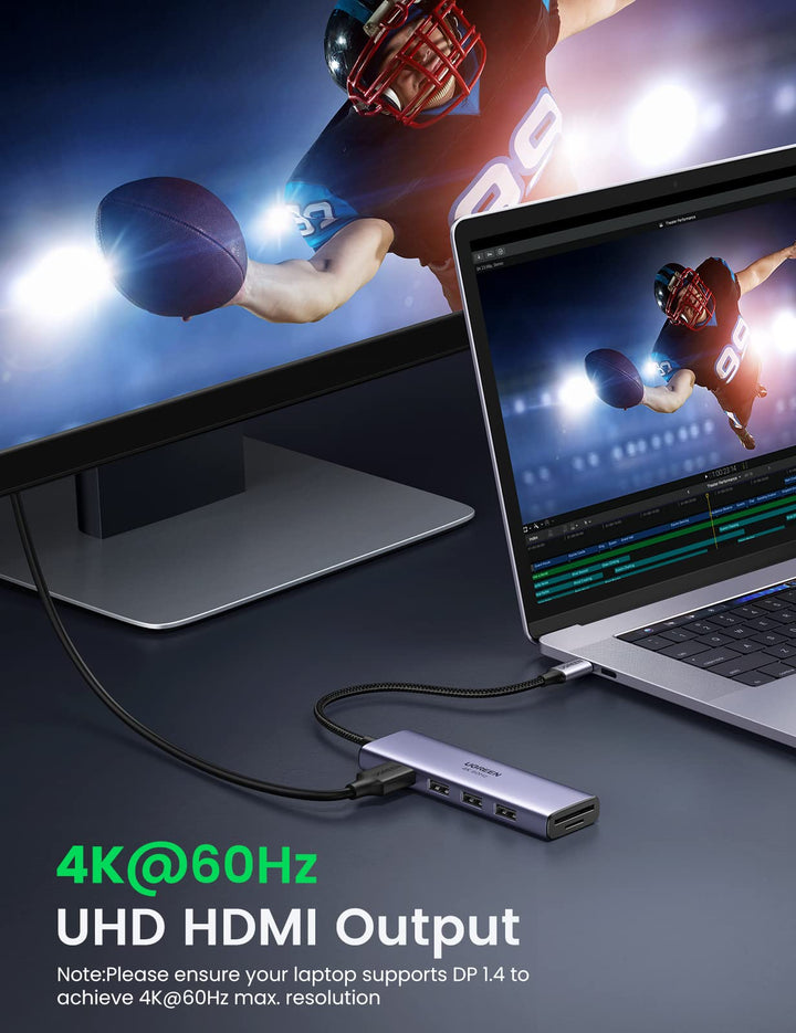 Ugreen 6-in-1 USB-C Hub (4K@60Hz HDMI, 3 USB 3.0) - UGREEN-60383
