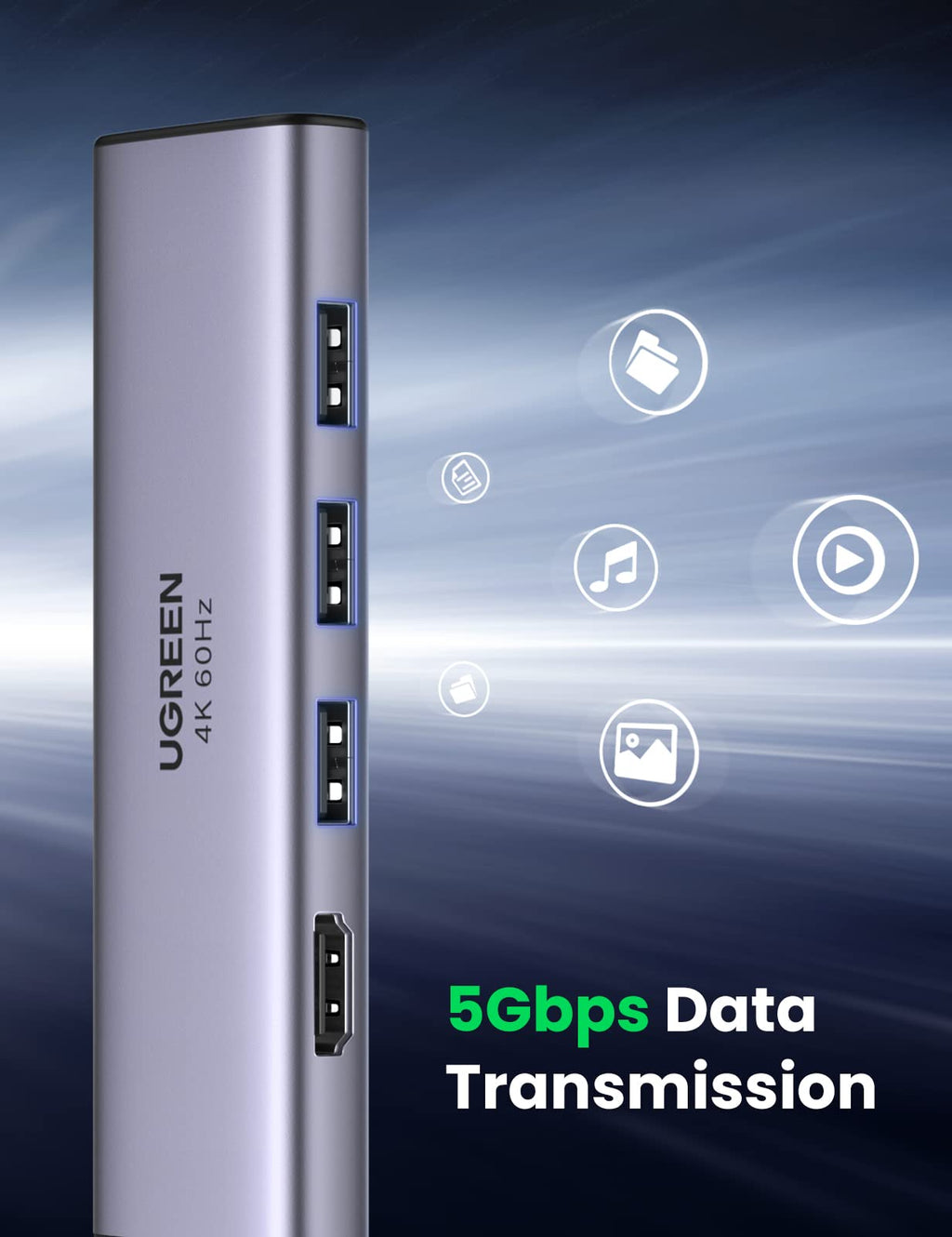 Ugreen 6-in-1 USB-C Hub (4K@60Hz HDMI, 3 USB 3.0) - UGREEN-60383
