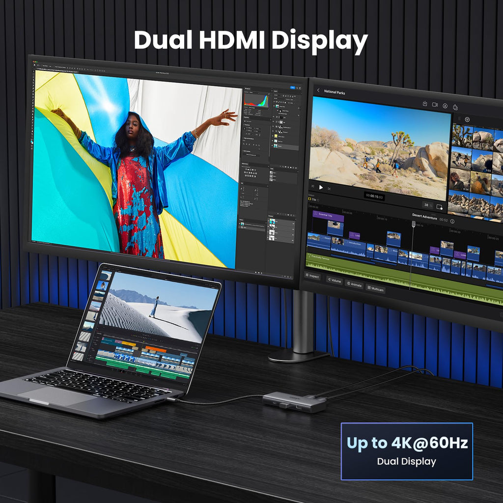 Ugreen 6-in-1 USB-C Hub (Dual HDMI, 8K@30Hz Single) - UGREEN-15852